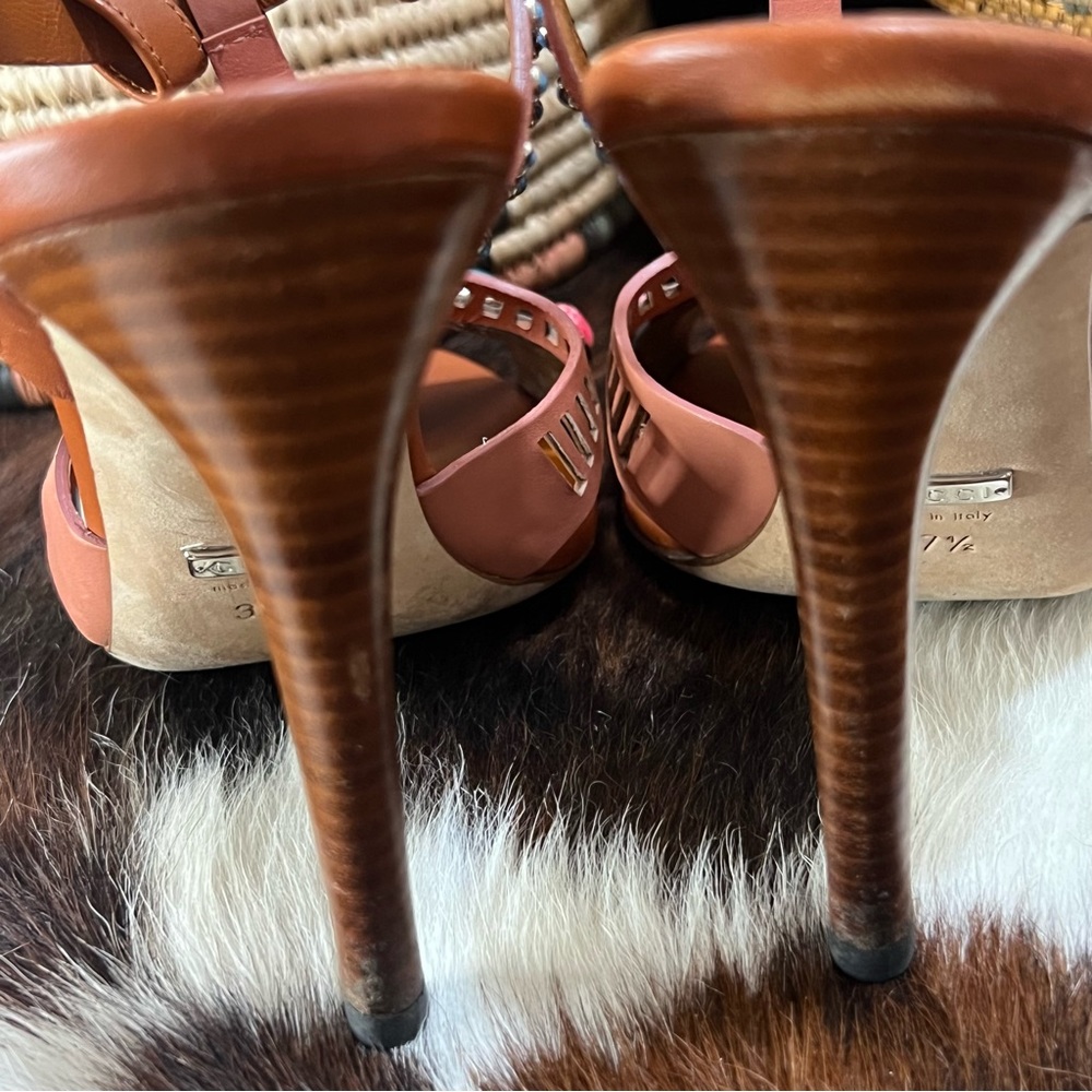 ✅ GUCCI 💯 AUTHENTIC Leather Sandals Size 37 1/2 (6.5) - Picture 6 of 10